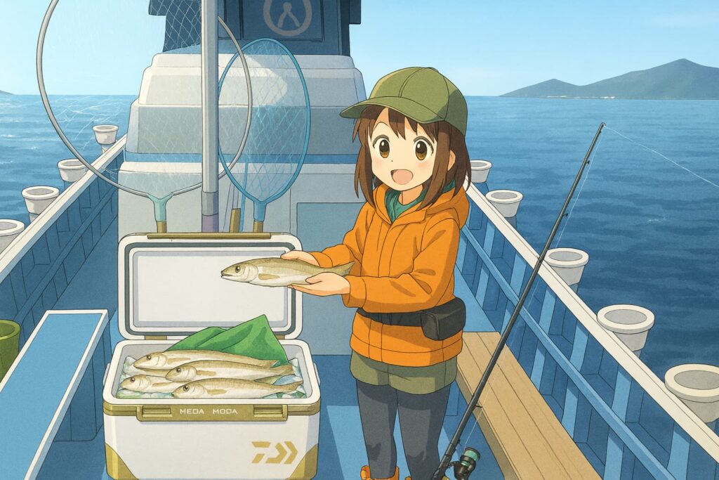 シロギスの持ち帰り方のイラスト