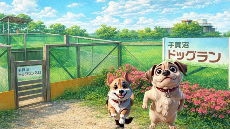 【手賀沼フィッシングセンター】ドッグラン。イメージイラスト