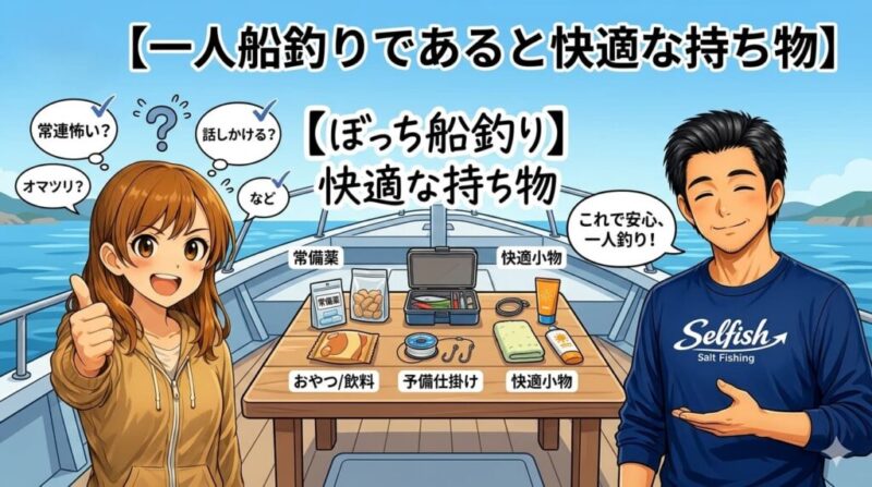 ぼっち船釣りであると快適な持ち物の解説見出し画像