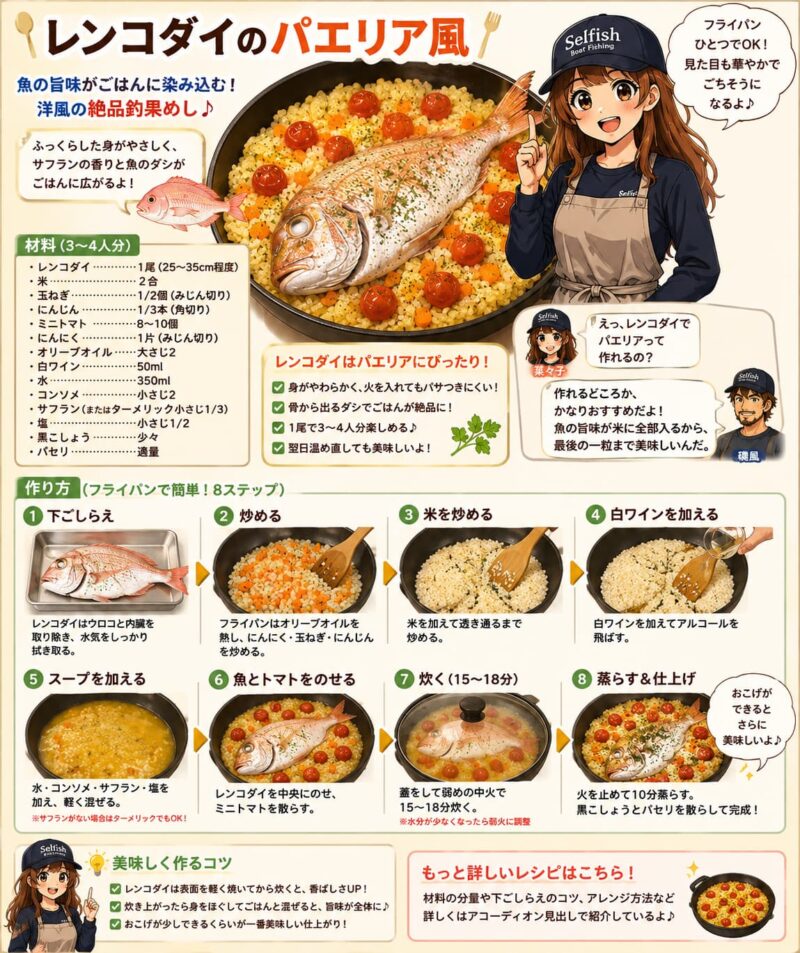 レンコダイのパエリア風インフォグラフィック画像