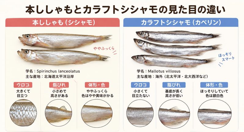 本ししゃもとカラフトシシャモの見分け方