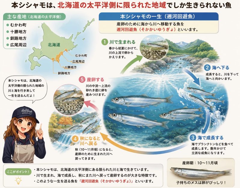 本シシャモは「北海道の太平洋側に限られた地域でしか生きられない魚」